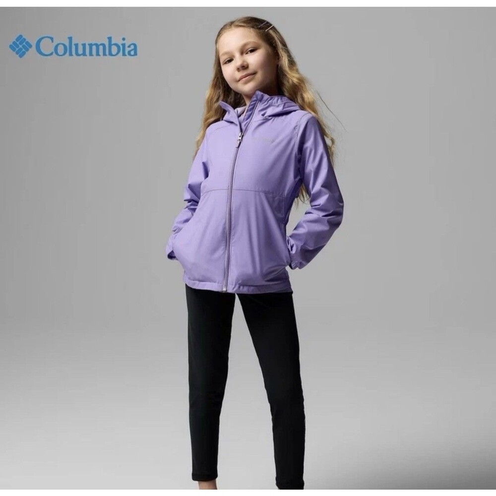 COLUMBIA GIRL'S SWITCHBACK II WATER RESISTANT HOODED JACKET  Purple L (14-16)